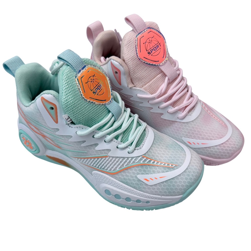 Mismatched Pastel Basketball Sneakers Pink Teal Mesh Sport Shoes US 6.5